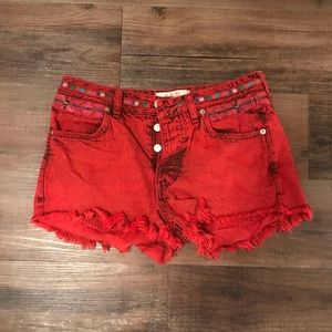 Free people Aztec design denim shorts